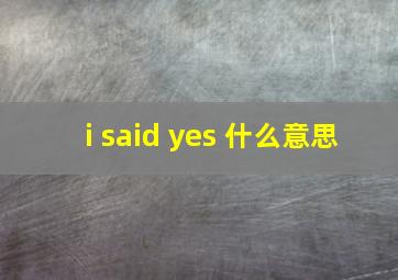 i said yes 什么意思